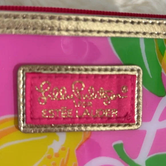 Lilly Pulitzer bright pink and yellow lemons cosmetics bag or clutch - Picture 2 of 6